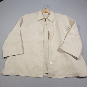 Liz Claiborne Linen Top & Button Down Jacket Set‎ Women's Size Petite Medium